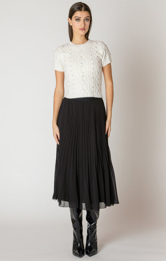 Black Tape Pleated Skirt