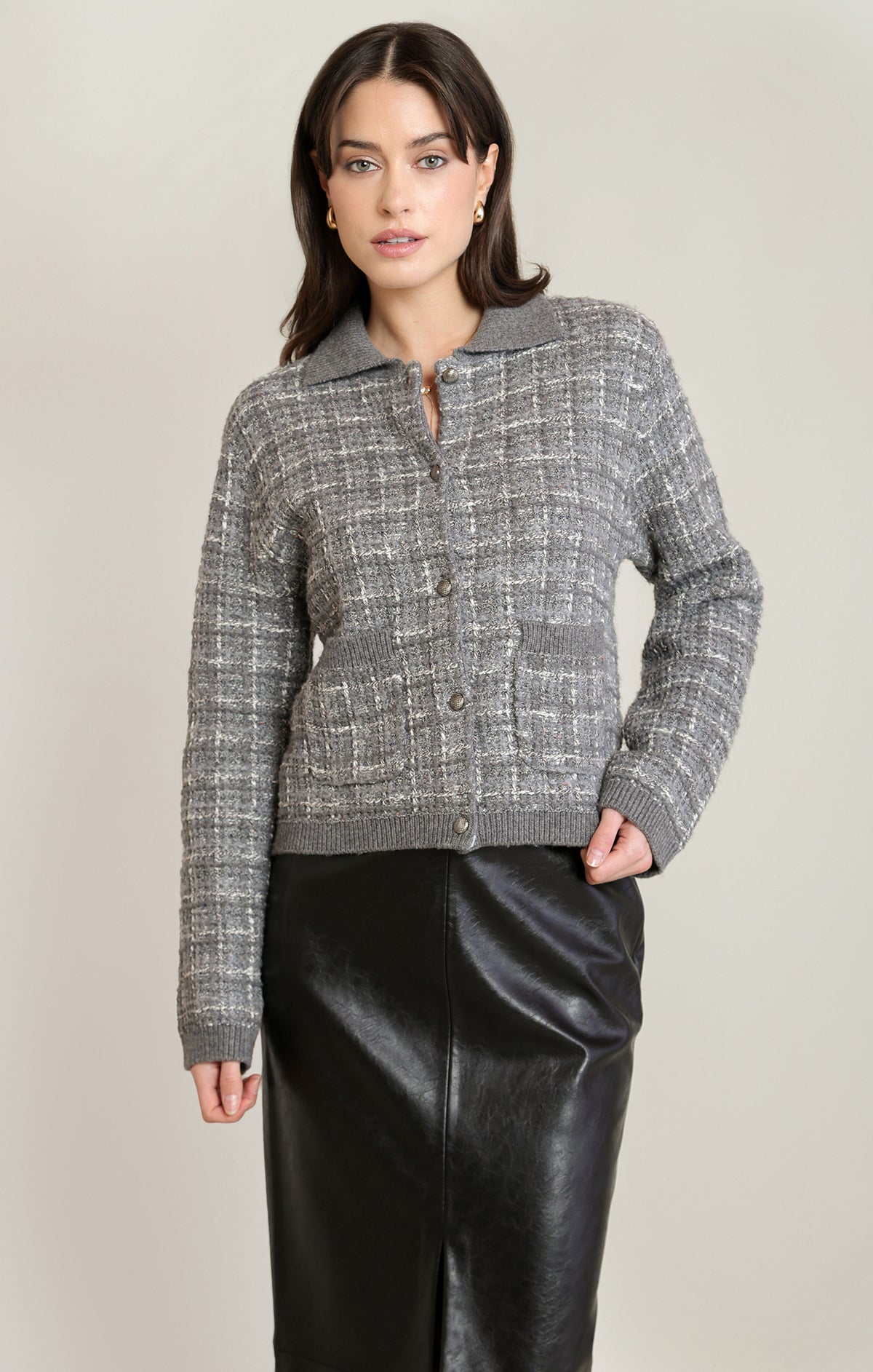 Black Tape Tweed Sweater Cardigan
