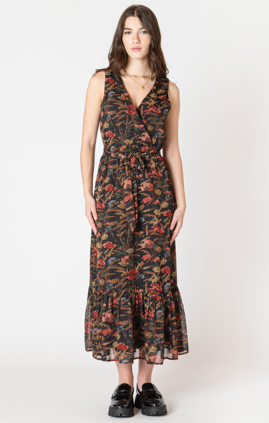 Black Tape Wrap Maxi Dress