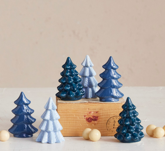 Blue Stoneware Trees