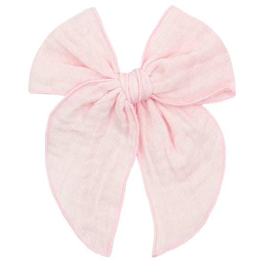 Cloud Muslin Heirloom Bow - Blush Clip