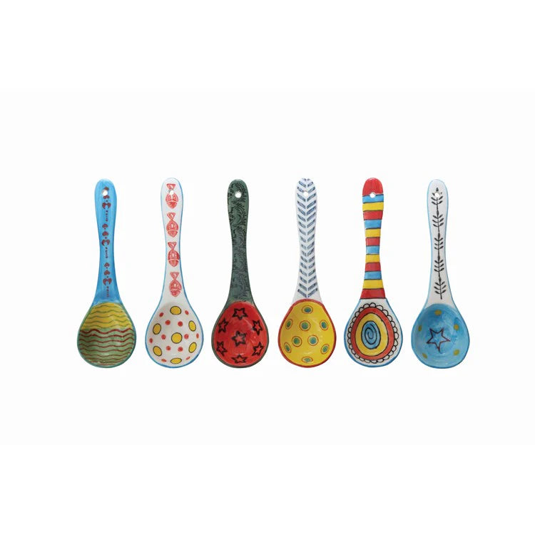 Stoneware Spoons With Painted Pattern