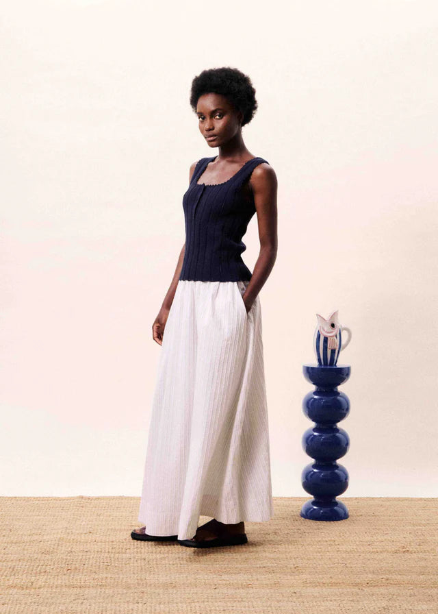 FRNCH Navy Blue Dundee Top