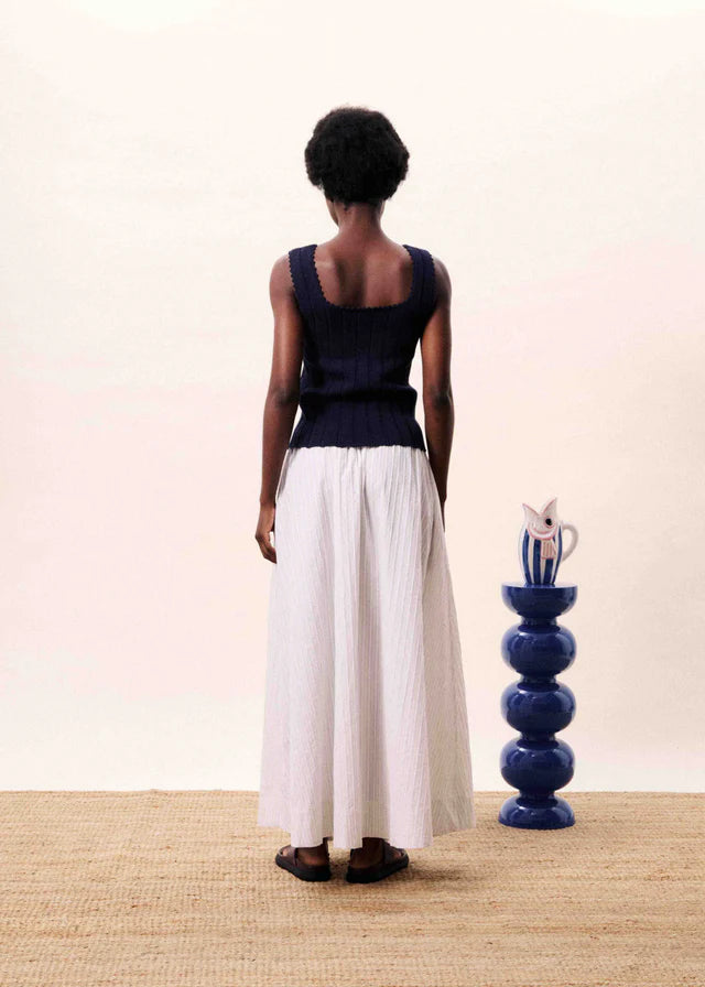 FRNCH Navy Blue Dundee Top