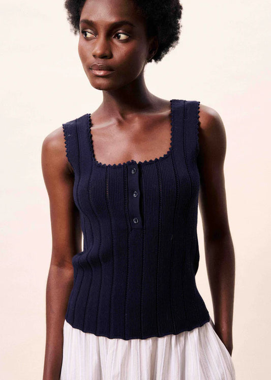 FRNCH Navy Blue Dundee Top