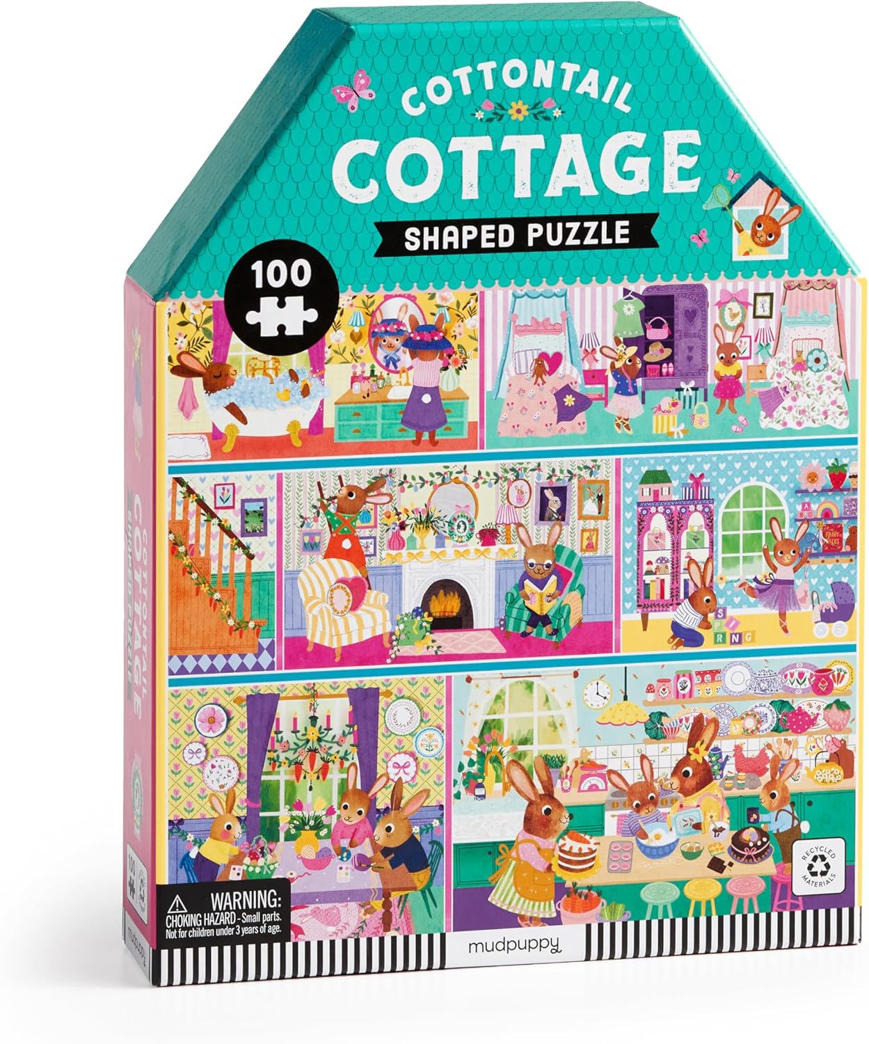 Cottontail Cottage 100 Piece House-shaped Puzzle