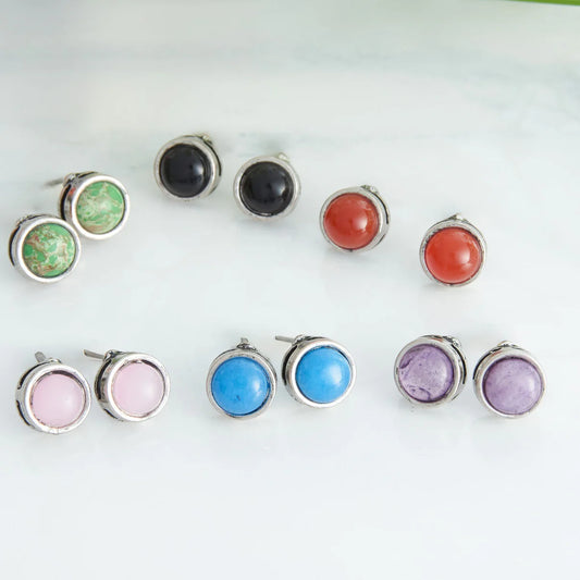 Dahlia Genuine Stone Stud Earring Assortment