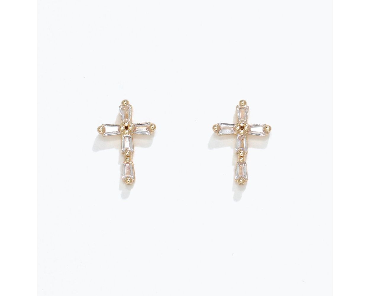 Delicate Gold CZ Crosses Earrings