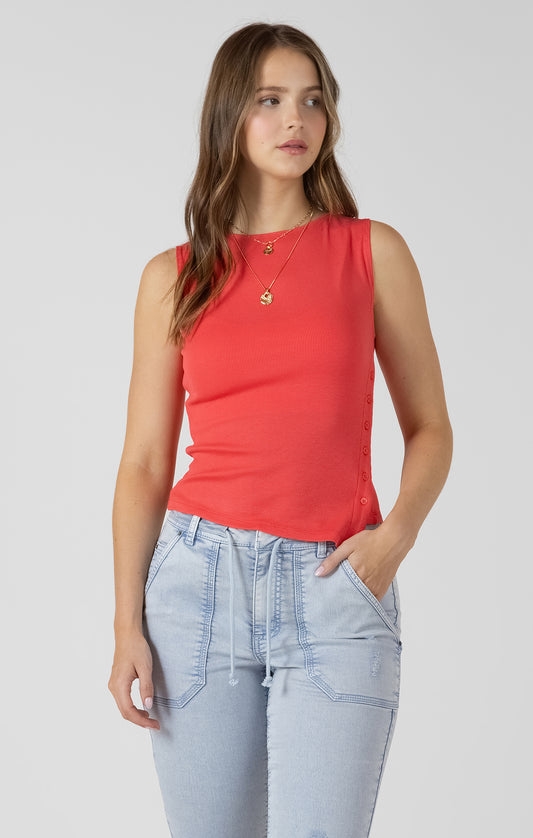Dex Asymmetrical Button Detail Tank