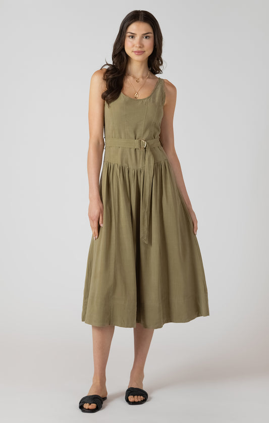 Dex Belted Drop Waist Midi Dress