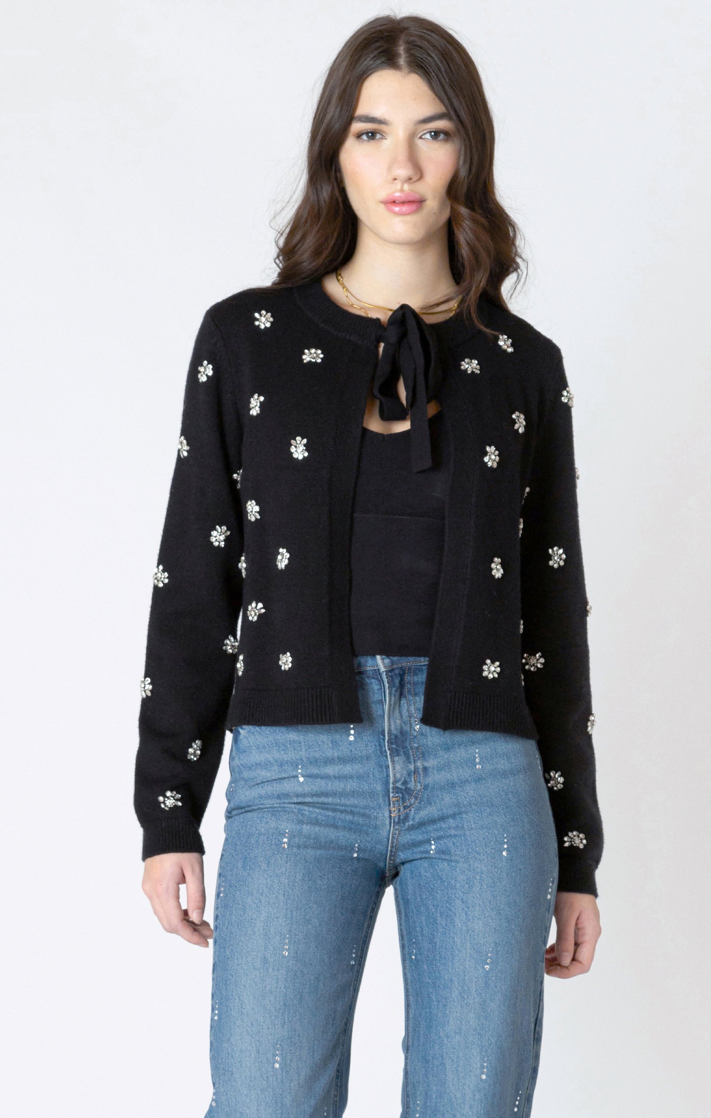 Dex Embellished Tie-Front Cardigan