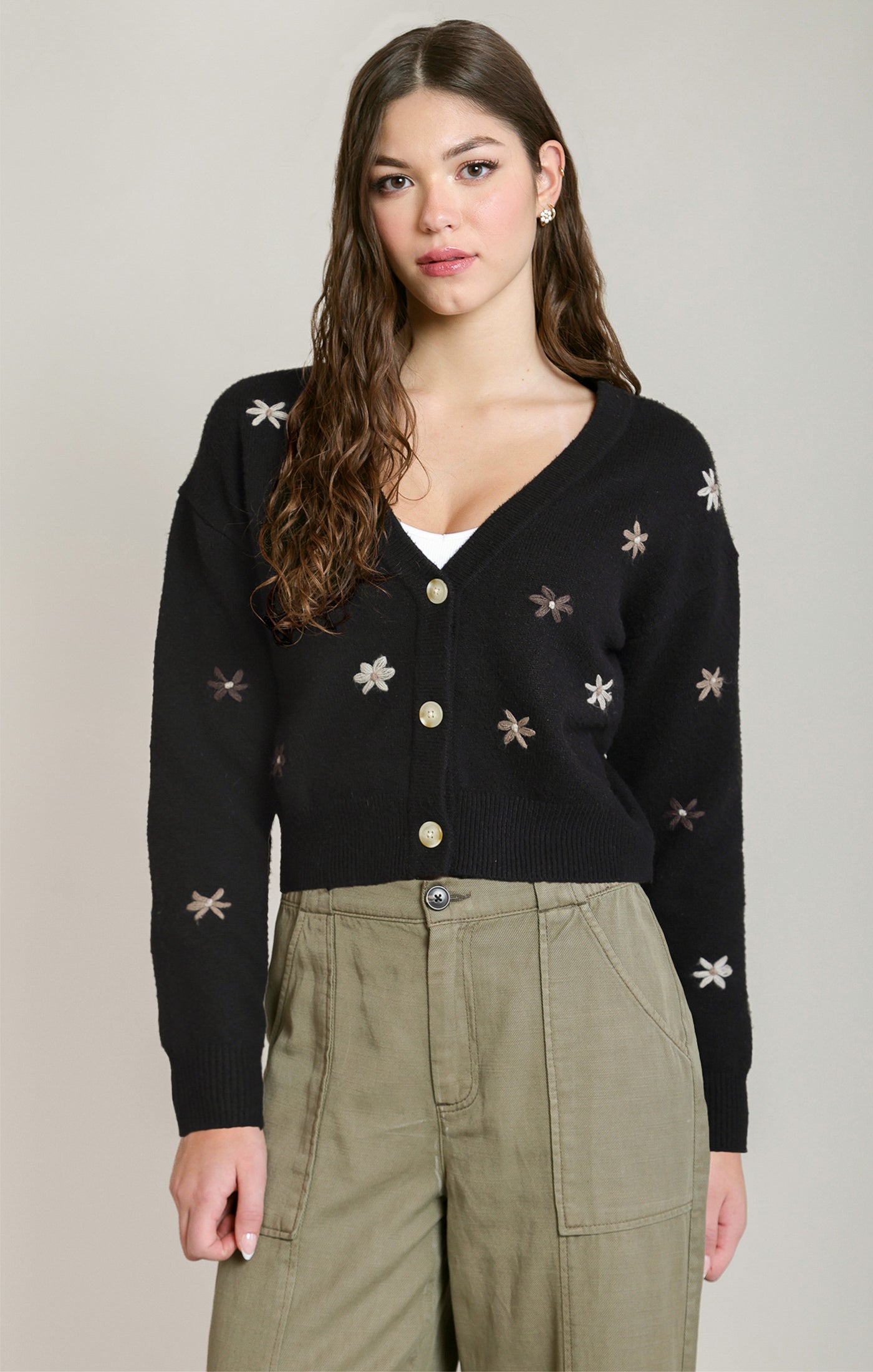 Dex Embroidered Flower Cardigan