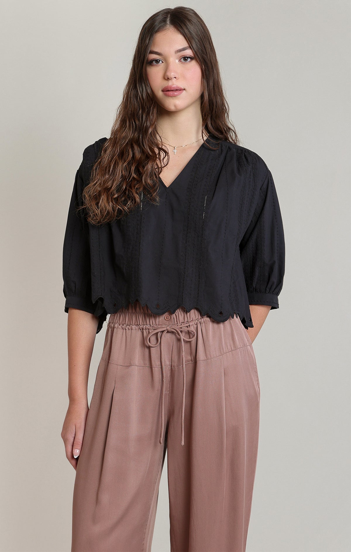 Dex Embroidered V-Neck Blouse