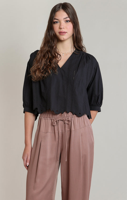 Dex Embroidered V-Neck Blouse