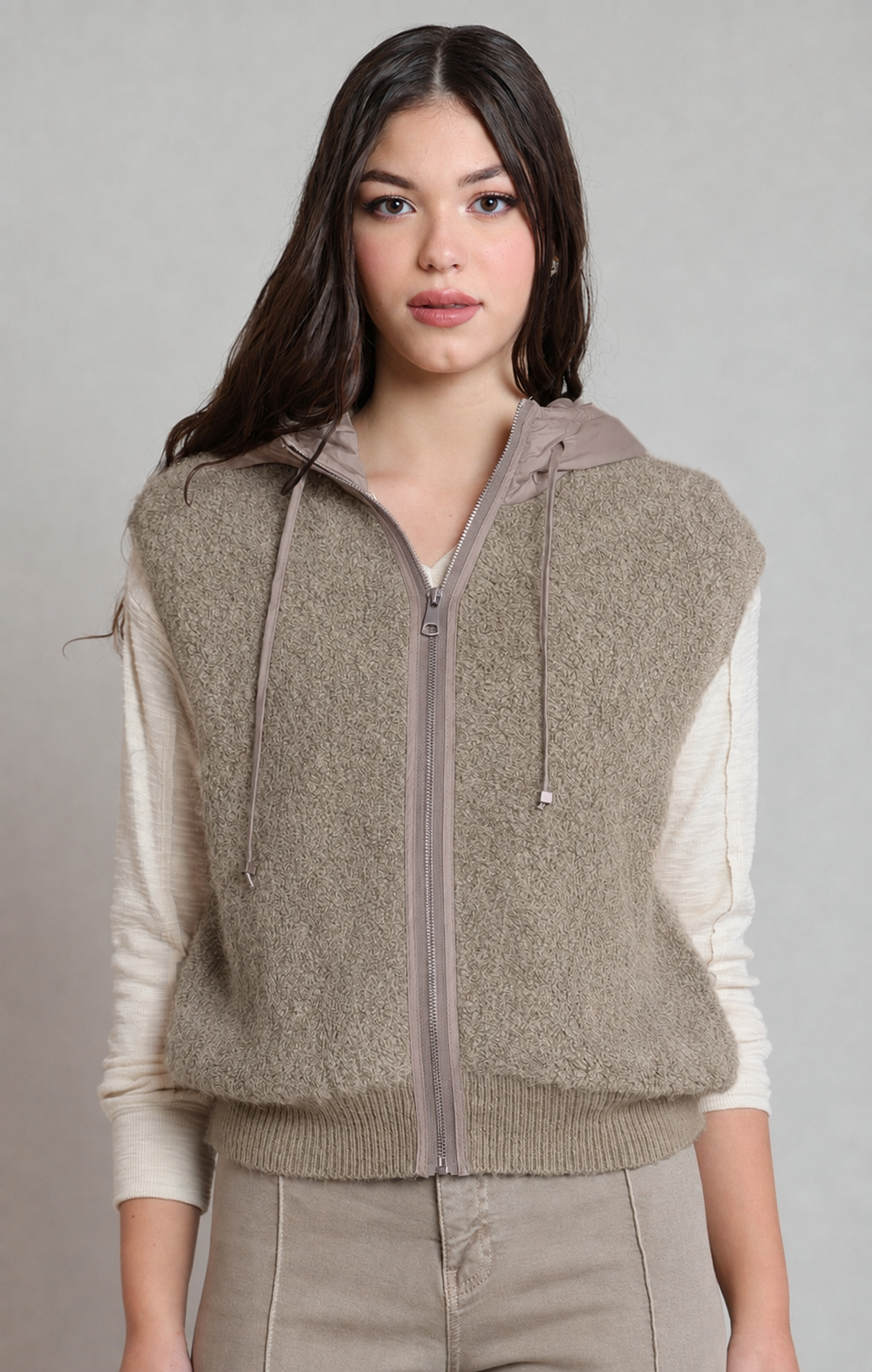 Dex Hooded Boucle Vest