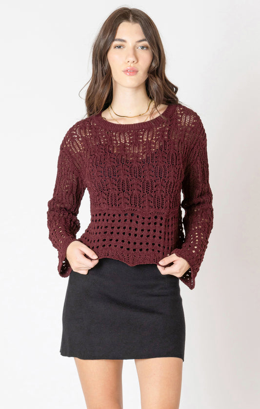 Dex Open Stitch Wavy Hem Sweater