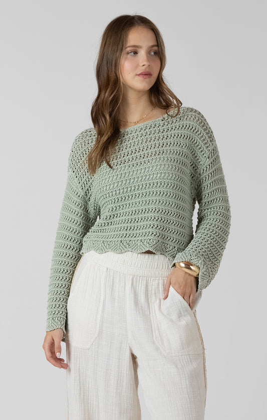 Dex Scalloped Hem Open Stitch Sweater