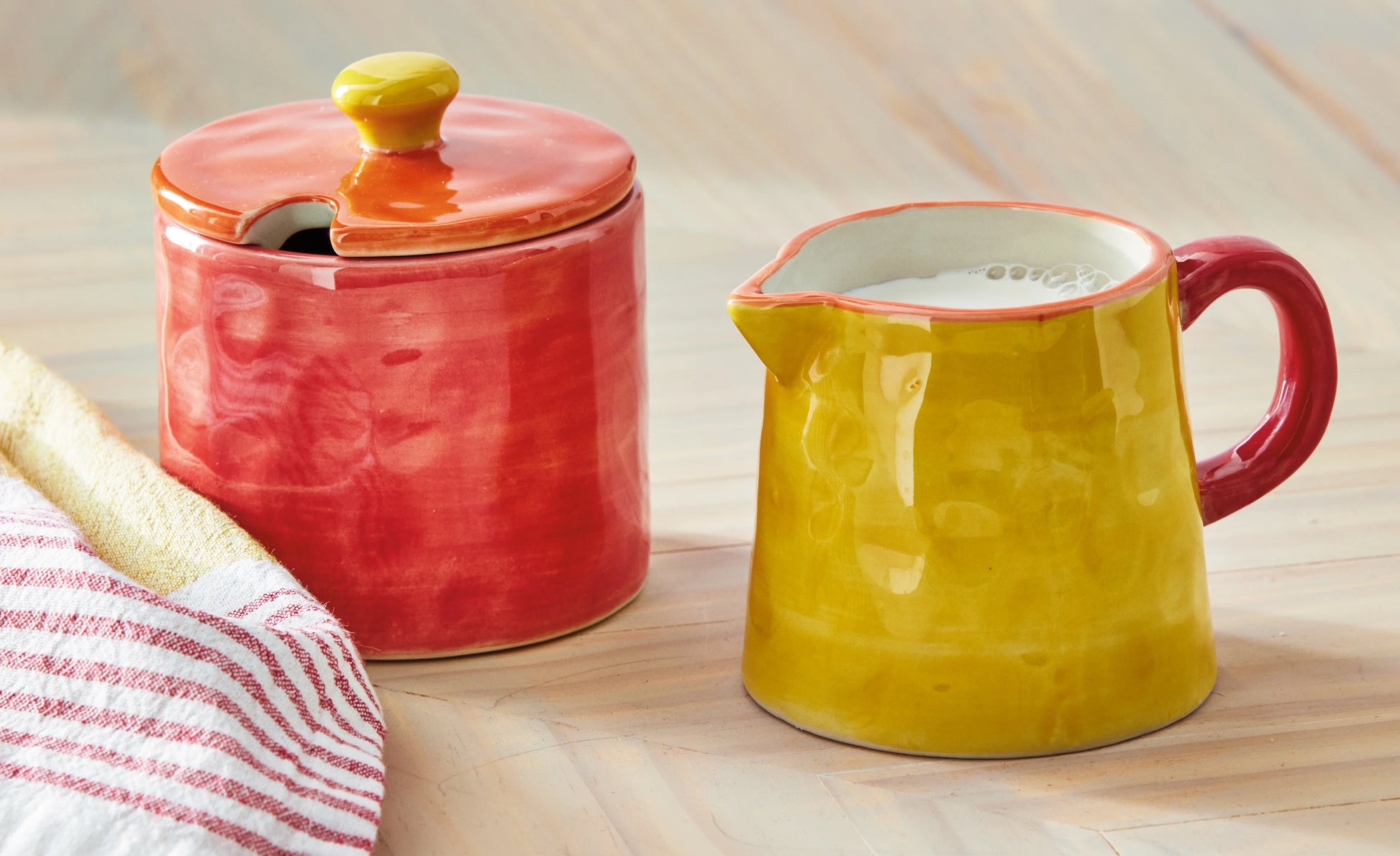 Color Block Cream And Sugar Set