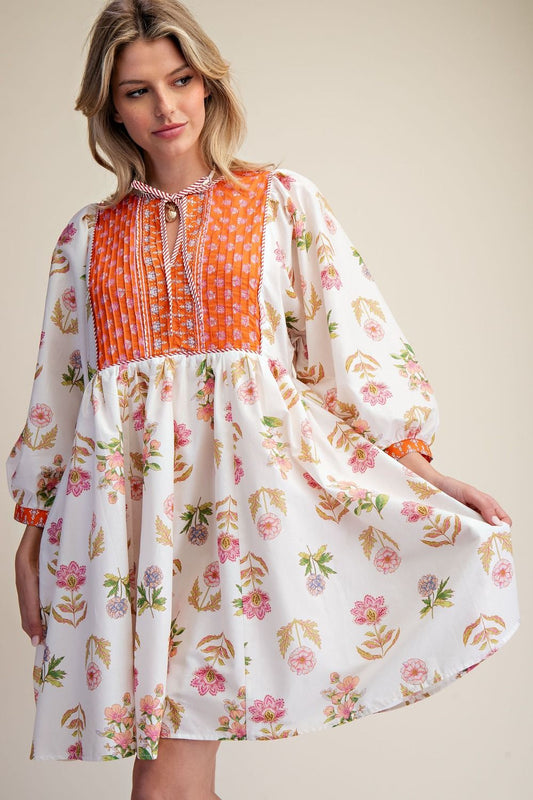 Easel Printed Poplin Dress