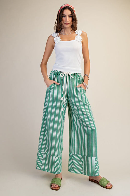 Easel Stripe Linen Washed Palazzo Pants