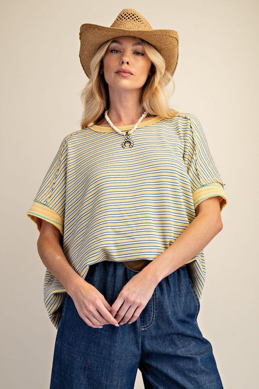 Easel Stripe Washed Thermal Top