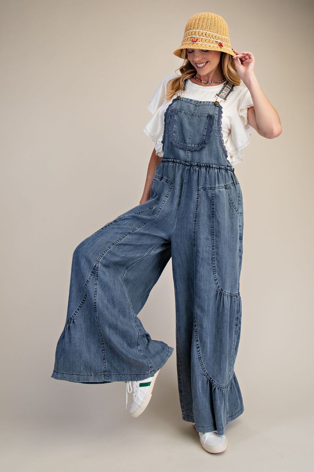 Easel Washed Chambray Overall Pants