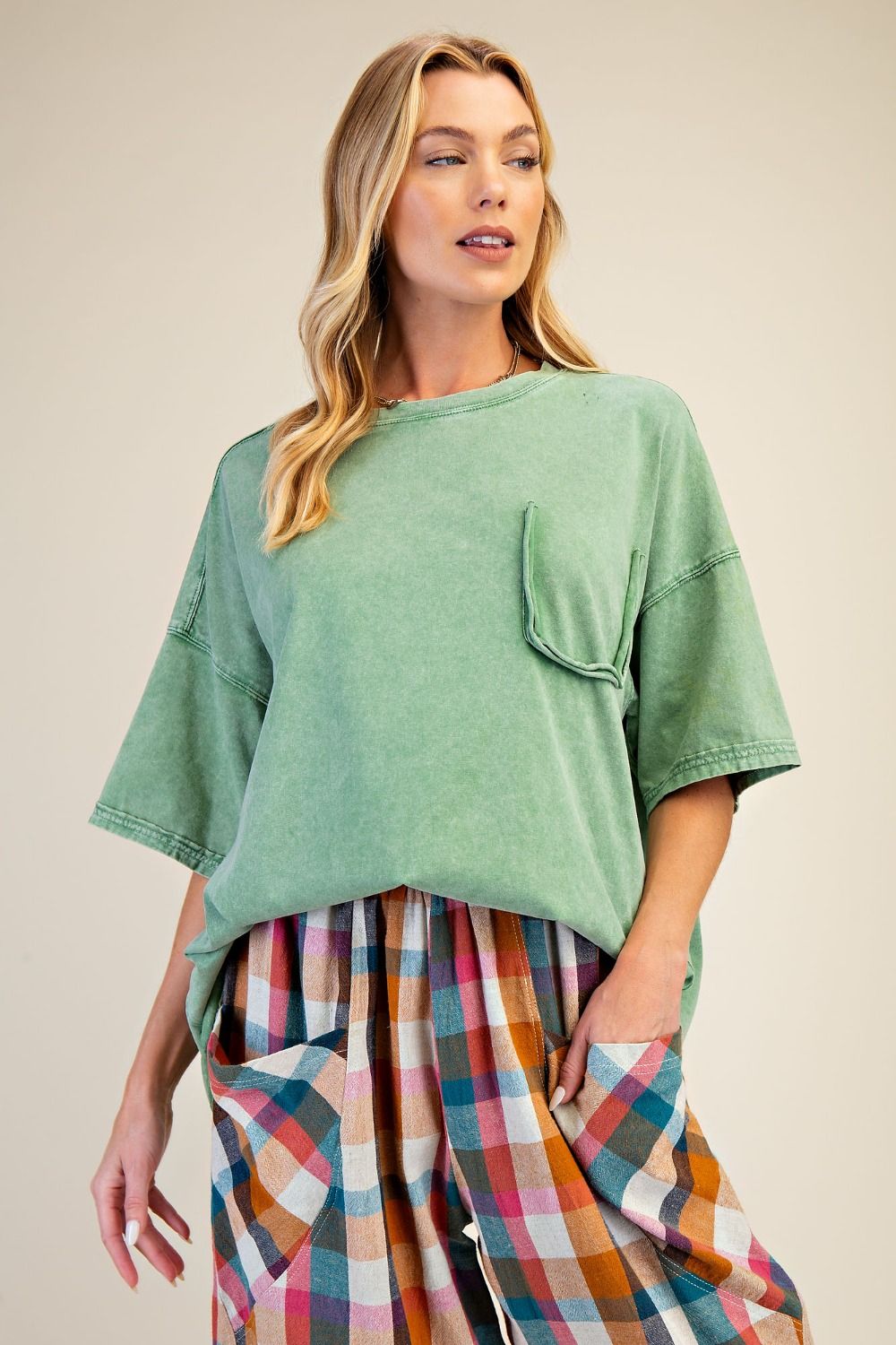 Easel Washed Cotton Jersey Boxy Tunic