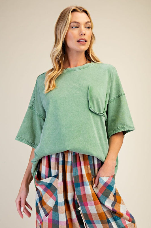 Easel Washed Cotton Jersey Boxy Tunic