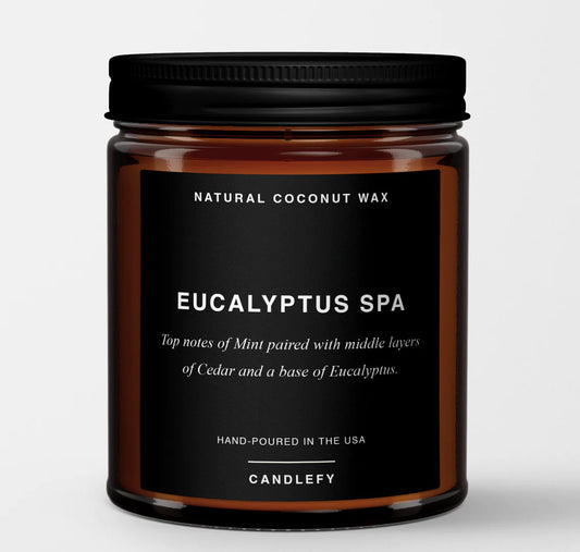 Eucalyptus Spa: Scented Candle in Amber Glass