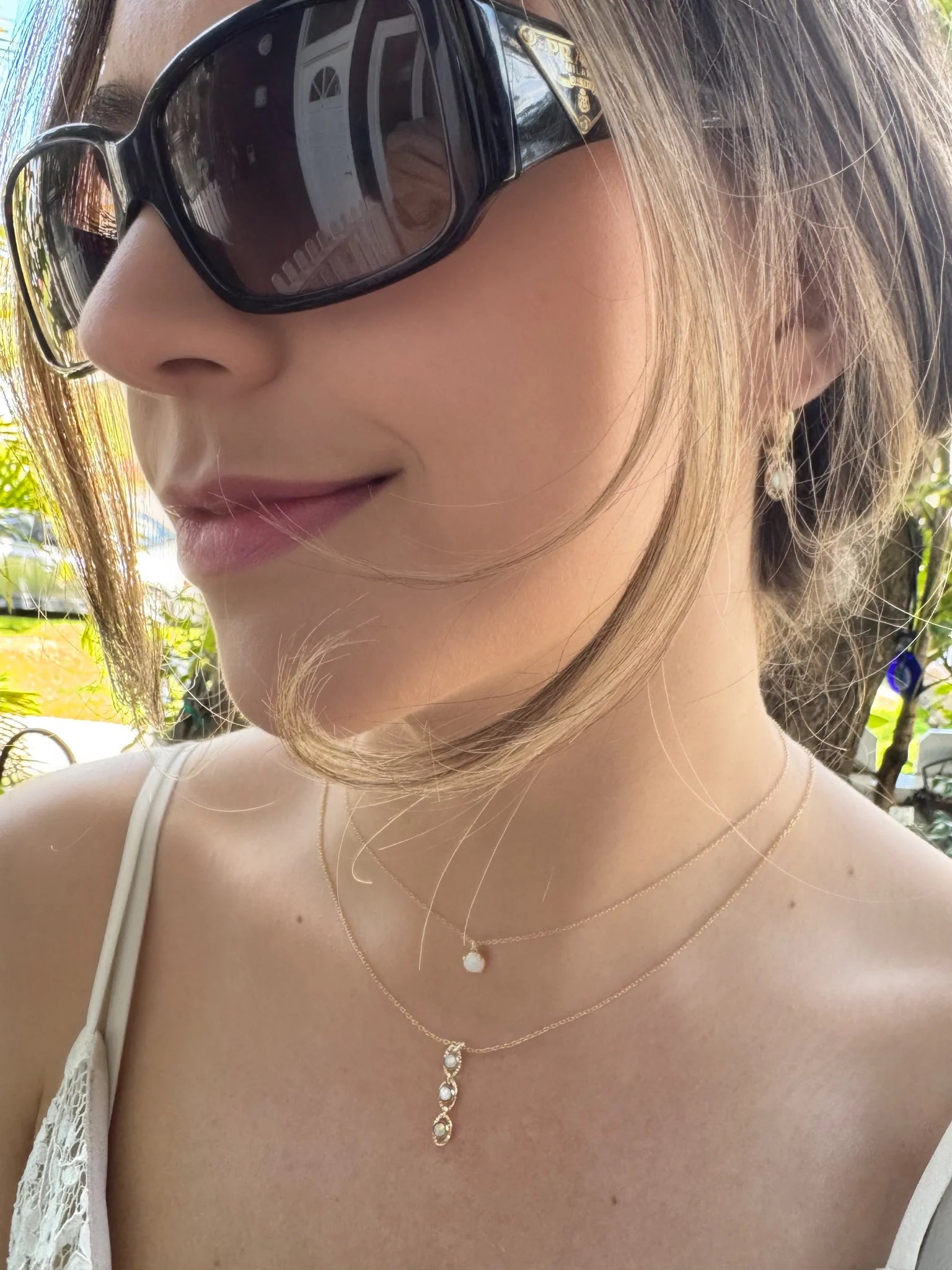 Three Drop Opalite Link Necklace