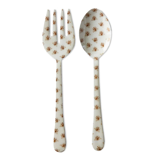 Bee Enamel Serving Utensil Set Of 2