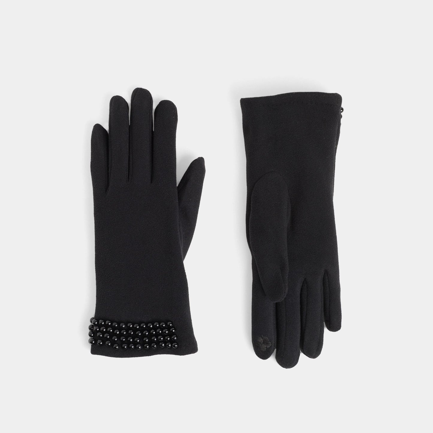 Pearl Cuff Touchscreen Gloves Black