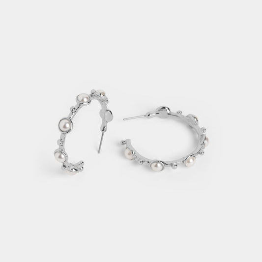 Pearl Studded Hoop Earrings