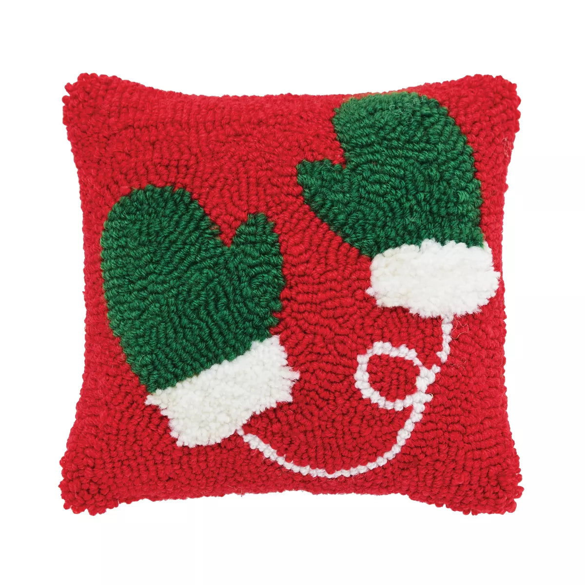 Mittens Hooked Throw Pillow