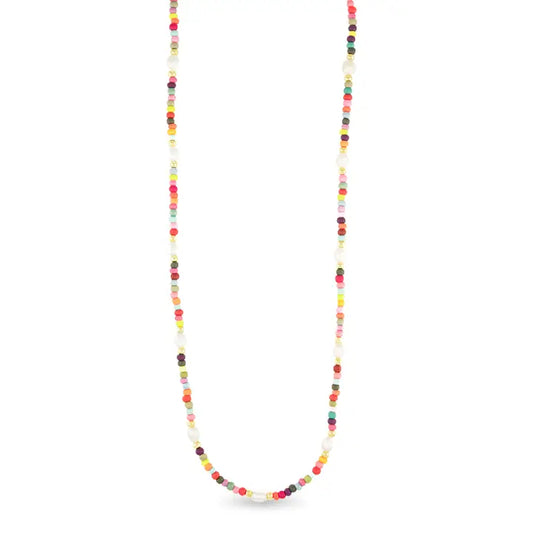 Gold Pearl Multi Bead Necklace