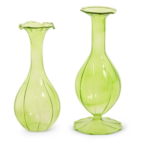 Green Fluted Bud Vase