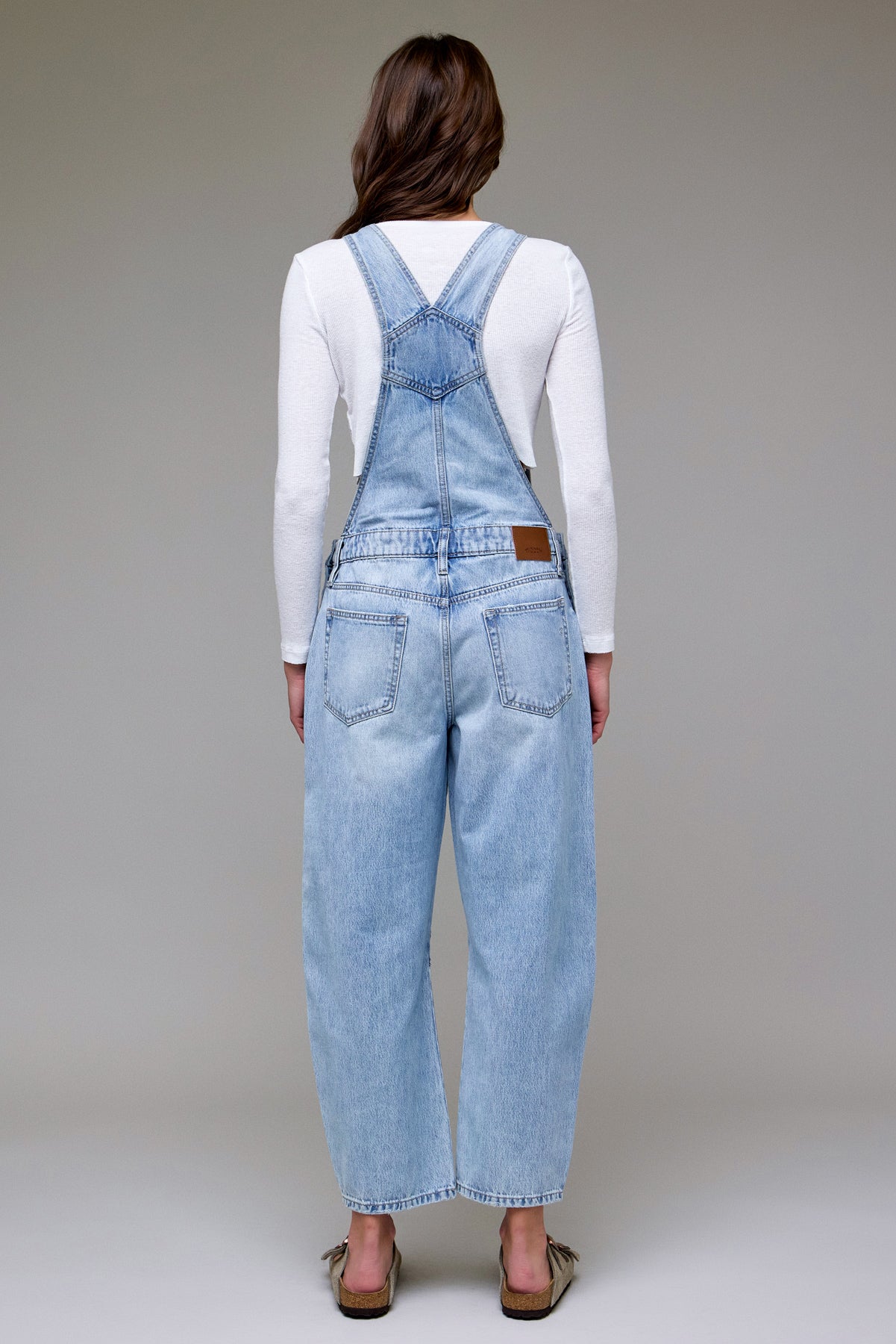 Hidden Light Wash Classic Barrel Cropped Overall