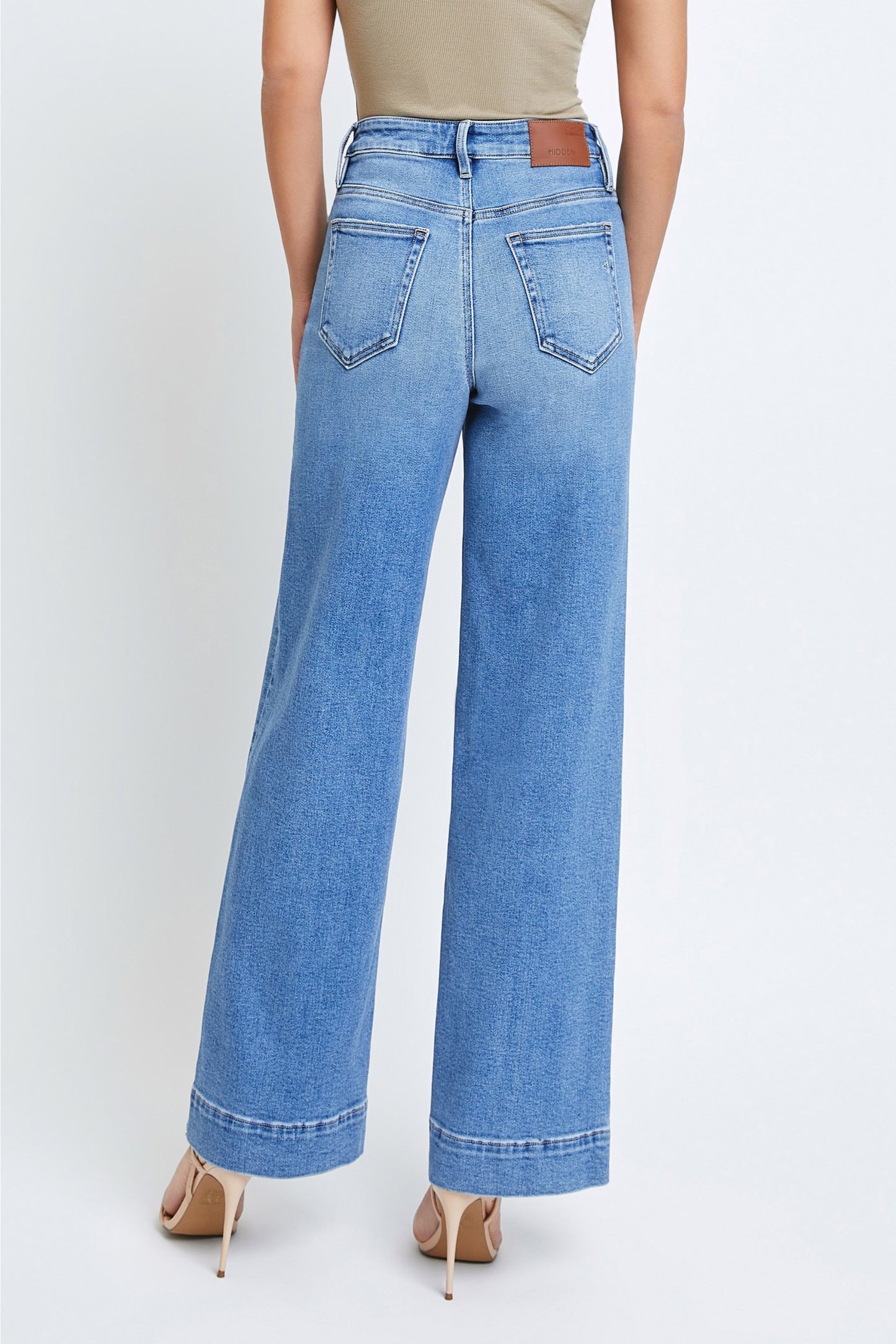 Hidden Front Pocket Stretch Wideleg Pants