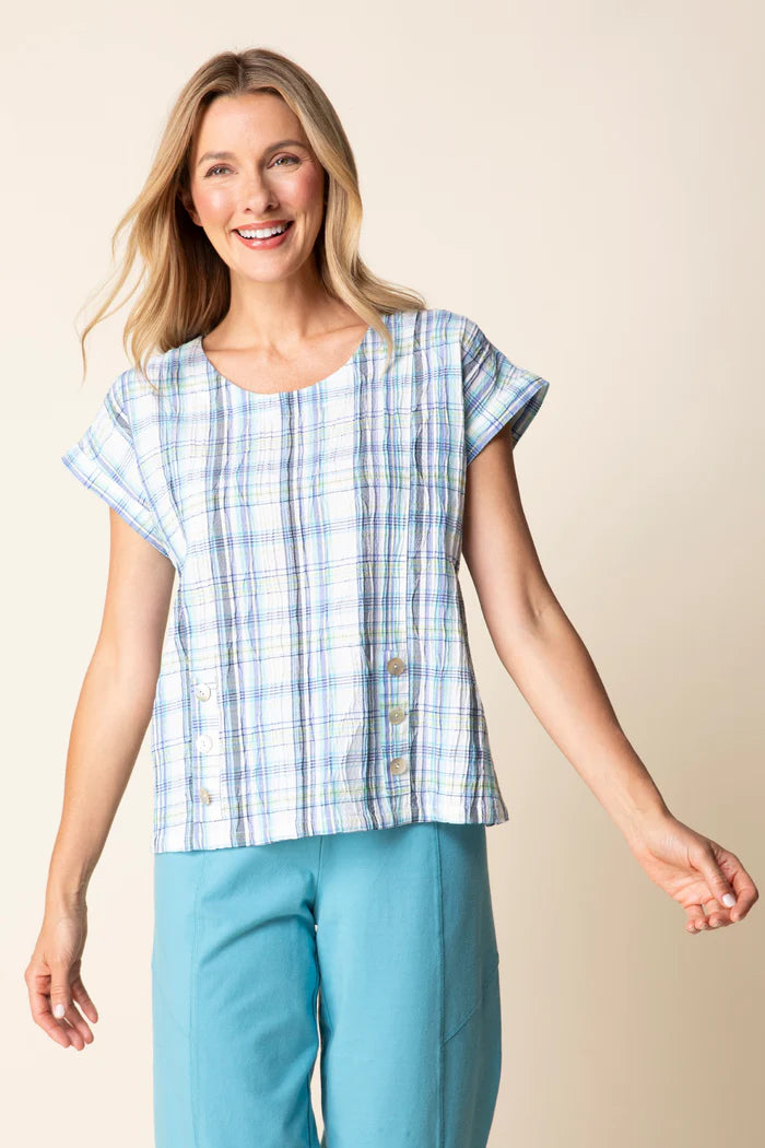 Habitat Blurred Plaid Button Pullover