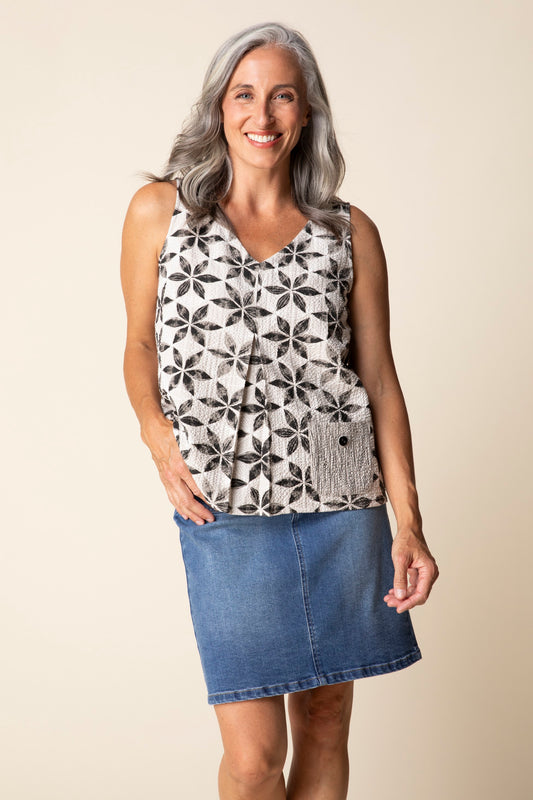 Habitat Crinkle Crepe Floral Mix Pleat Tank