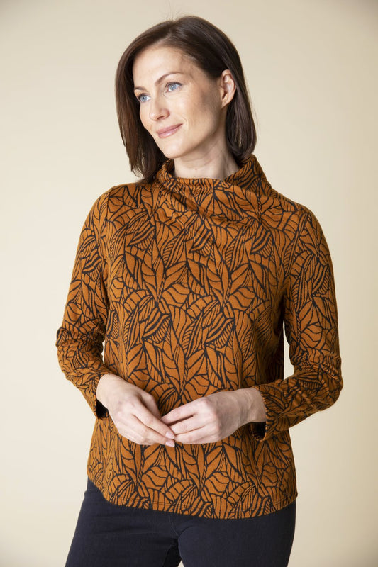 Habitat Falling Leaves Jacquard Wrap Neck Top