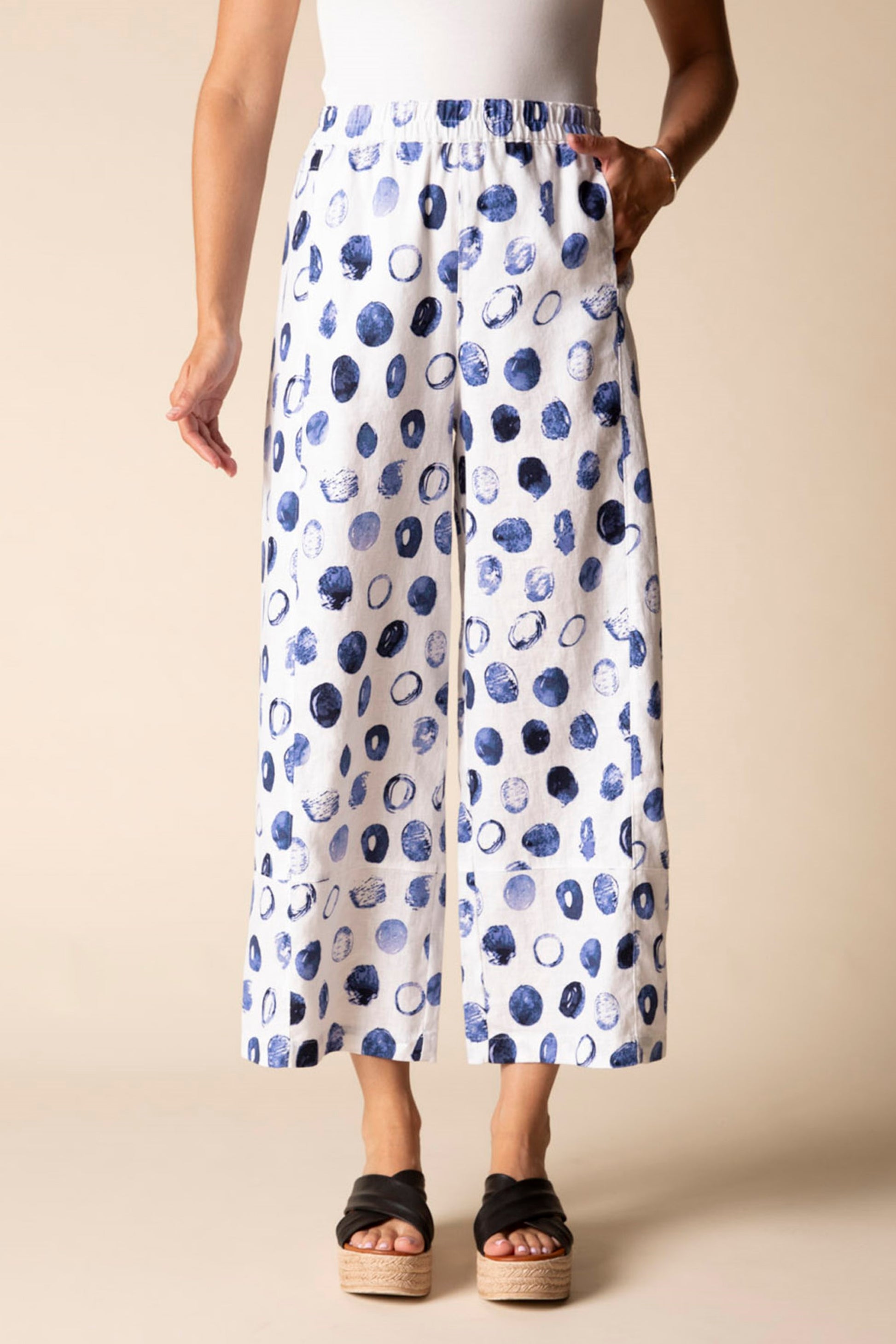 Habitat Linen Dot Seamed Crop Pant