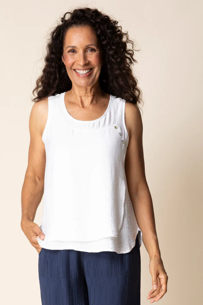 Habitat Whisper Jacquard Button Tank