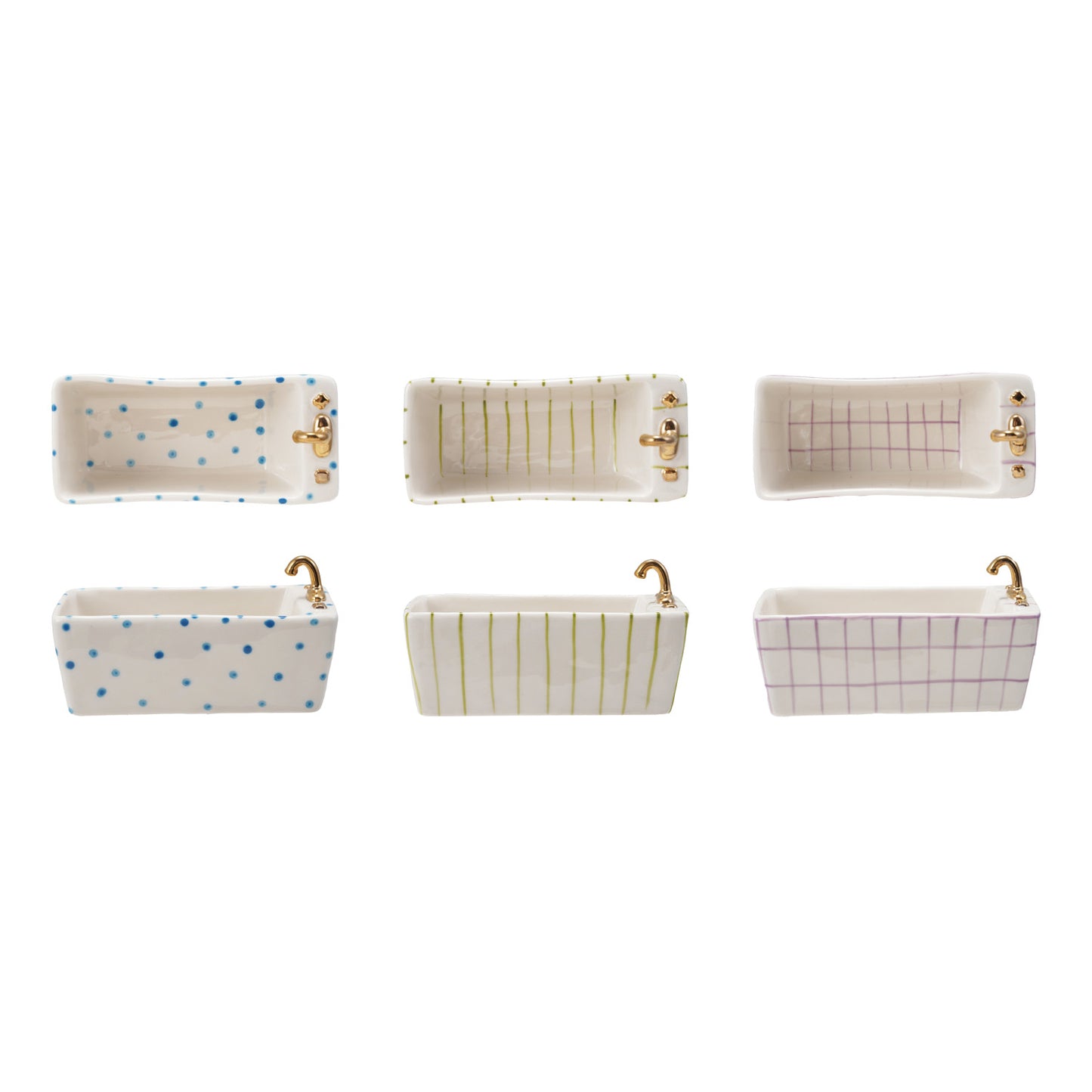 Hand-Painted Stoneware Bathtub Shaped Dish
