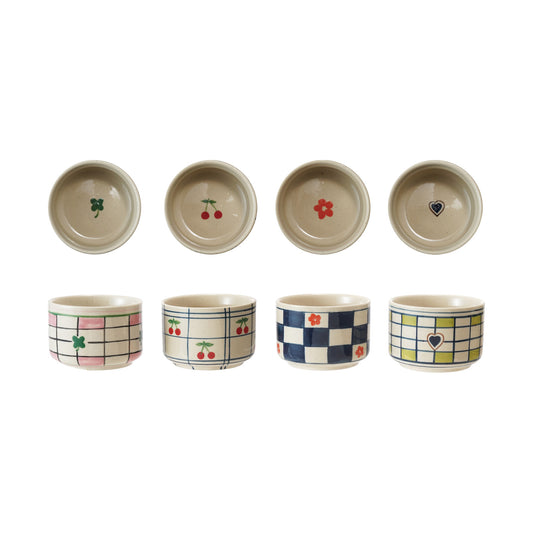 Hand-Painted Stoneware Bowl With Pattern