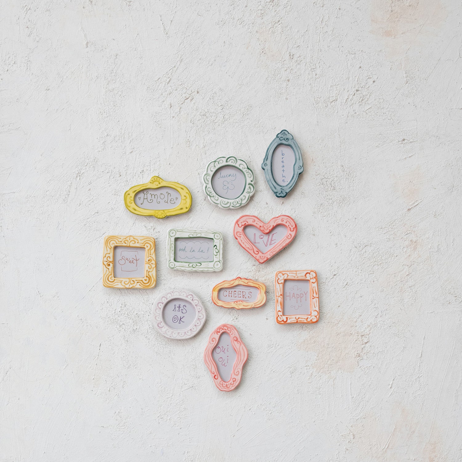 Hand-Painted Stoneware Mini Photo Frame Magnet