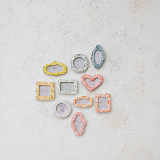 Hand-Painted Stoneware Mini Photo Frame Magnet