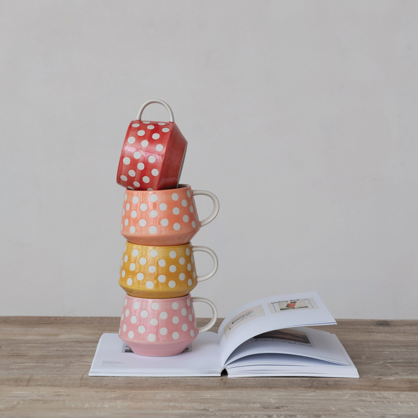 Hand-Painted Stoneware Mug With Wax Relief Dots