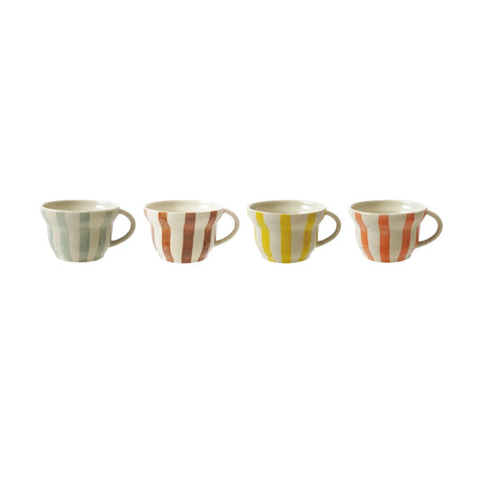 Hand-Painted Stoneware Striped Mug