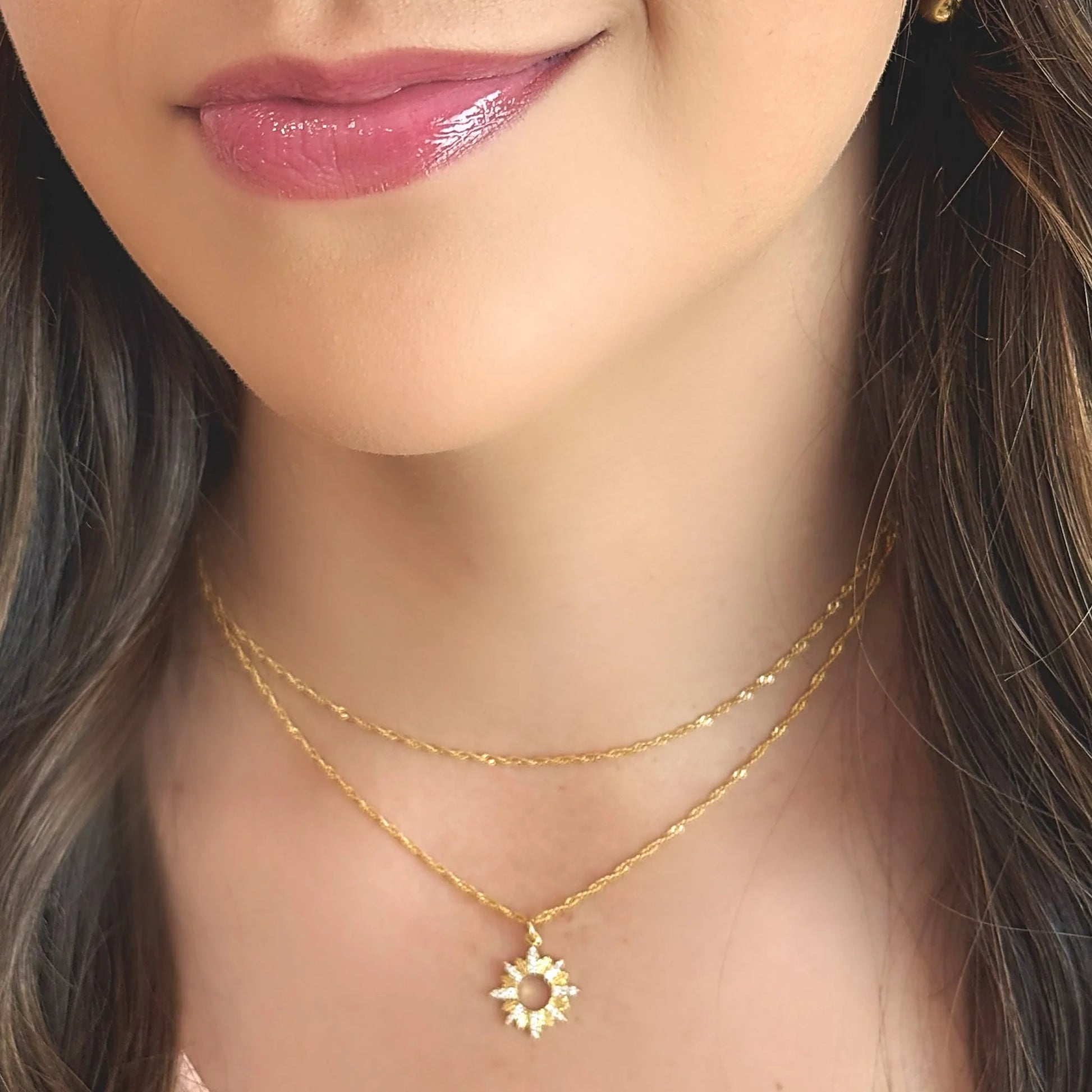 Small Charm Necklace: Open Garland with CZ's